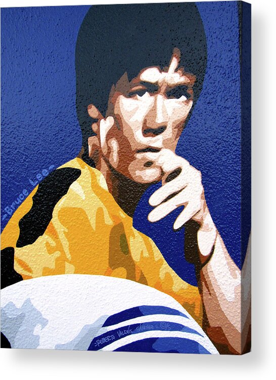 Acrylic Acrylic Print featuring the painting Bruce Lee by Roberto Valdes Sanchez