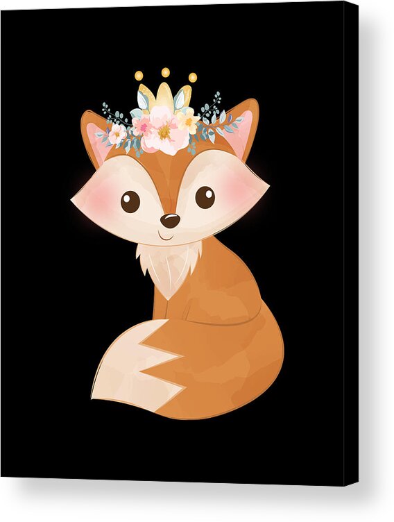 Cute cartoon fox with roses female fox gifts #1 Acrylic Print by Norman W -  Pixels