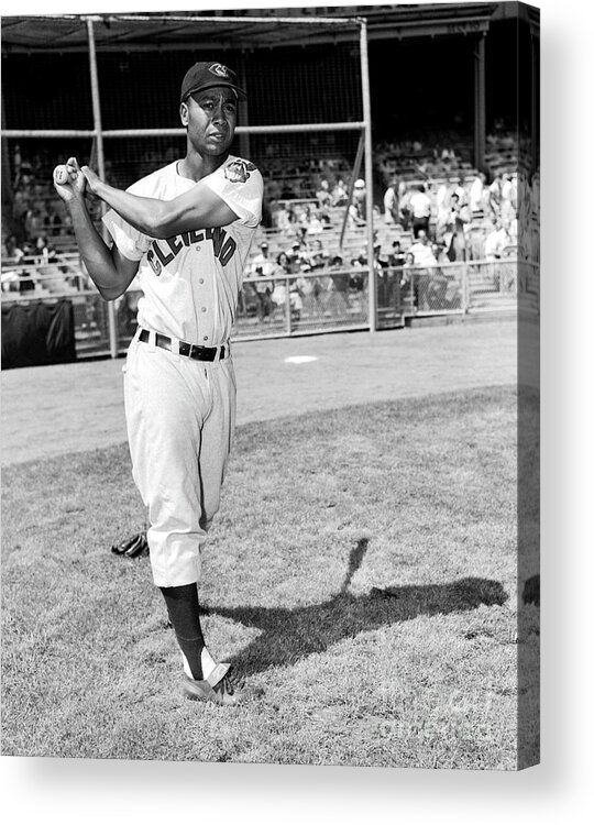 People Acrylic Print featuring the photograph Jackie Robinson and Larry Doby by Kidwiler Collection