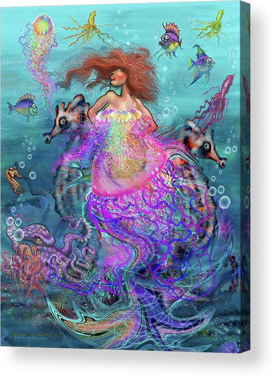 Mermaid Acrylic Print featuring the digital art Mermaid Jellyfish Dress by Kevin Middleton
