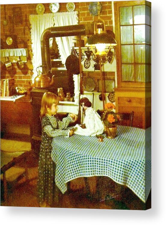 Digital Historic Kitchen Family Child Acrylic Print featuring the digital art Playing With Dolly #1 by Bob Shimer
