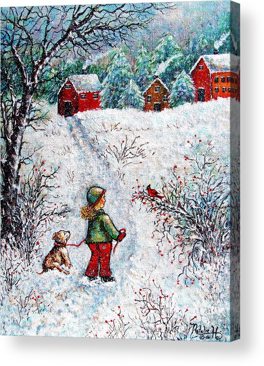 Winter Acrylic Print featuring the painting Pleasant Meeting by Natalie Holland