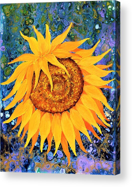 Wall Art Home Décor Sunflower Acrylic Painting Acrylic Print featuring the painting Sunflower #1 by Tanya Harr