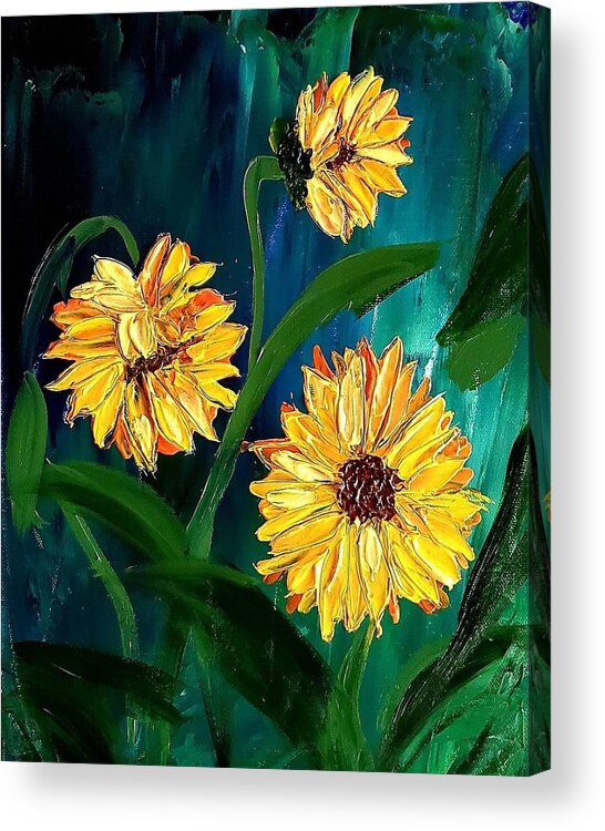  Acrylic Print featuring the painting Sunflowers #1 by Amy Kuenzie
