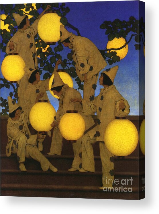 The Lantern Bearers 1908 Acrylic Print featuring the painting The Lantern Bearers 1908 by Maxfield Parrish