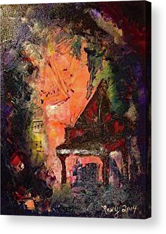 Piano Acrylic Print featuring the painting The Piano #1 by Roxy Rich