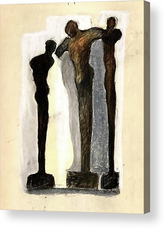 Three Figures Acrylic Print featuring the drawing Three figures by David Euler