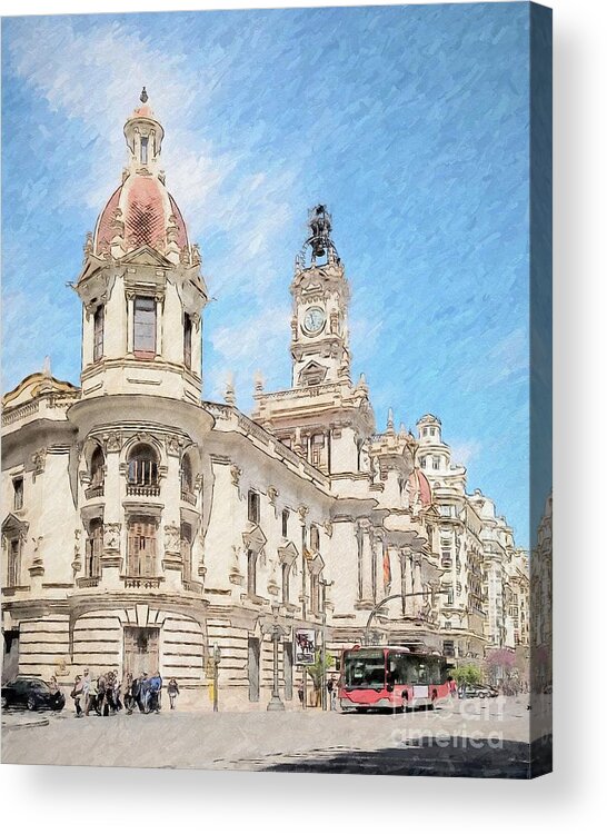 Valencia Acrylic Print featuring the photograph Valencia Town Hall, Spain #1 by Philip Preston