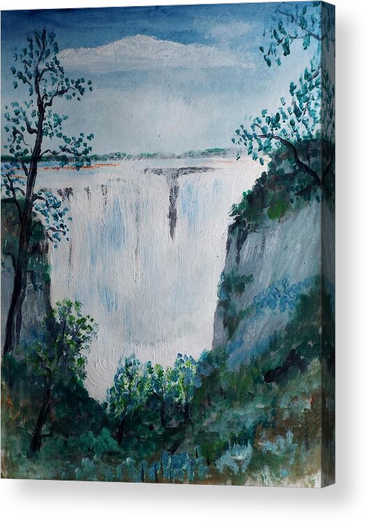 Landscape Acrylic Print featuring the painting Victoria Falls #1 by Charles Ray