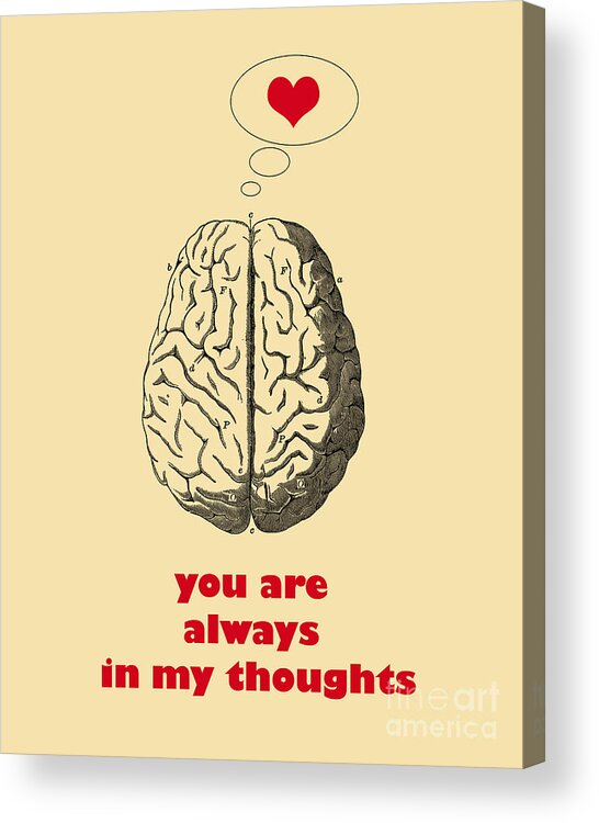 Brain Acrylic Print featuring the digital art You Are Always In My Thoughts #1 by Madame Memento