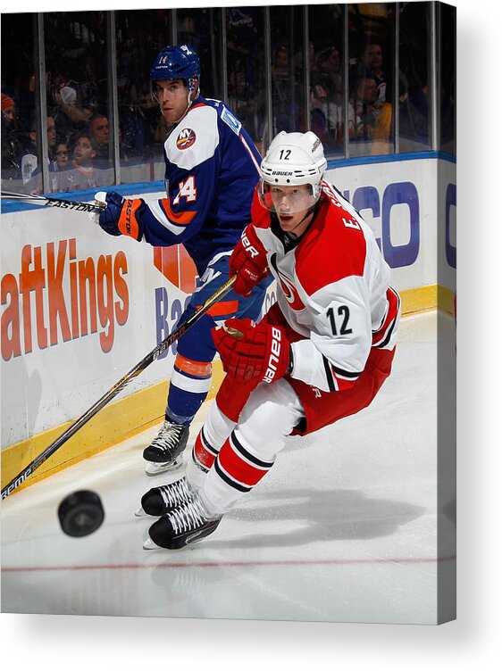 People Acrylic Print featuring the photograph Carolina Hurricanes v New York Islanders #14 by Bruce Bennett