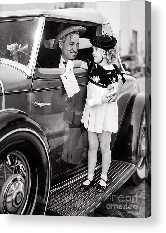 1930s Acrylic Print featuring the photograph 1930S Will Rogers and Shirley Temple vintage car by Retrographs
