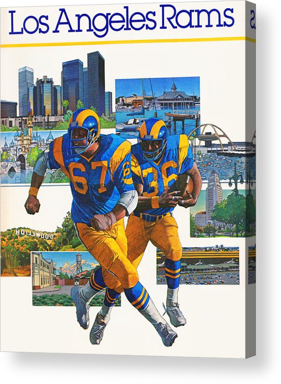 Los Angeles Acrylic Print featuring the mixed media 1982 Los Angeles Rams Art by Row One Brand