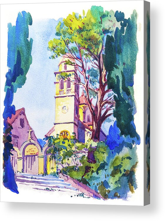 1930s Acrylic Print featuring the painting Church steeple in Herceg Novi, Montenegro, Dalmatia, 1938 by Viktor Wallon-Hars