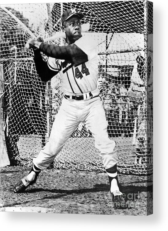 1950-1959 Acrylic Print featuring the photograph Hank Aaron #2 by National Baseball Hall Of Fame Library