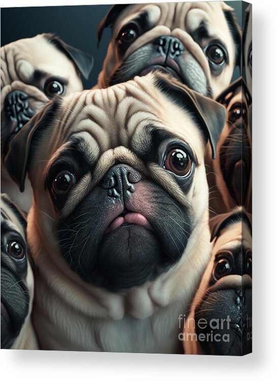 Series Acrylic Print featuring the digital art Pug selfie #3 by Sabantha