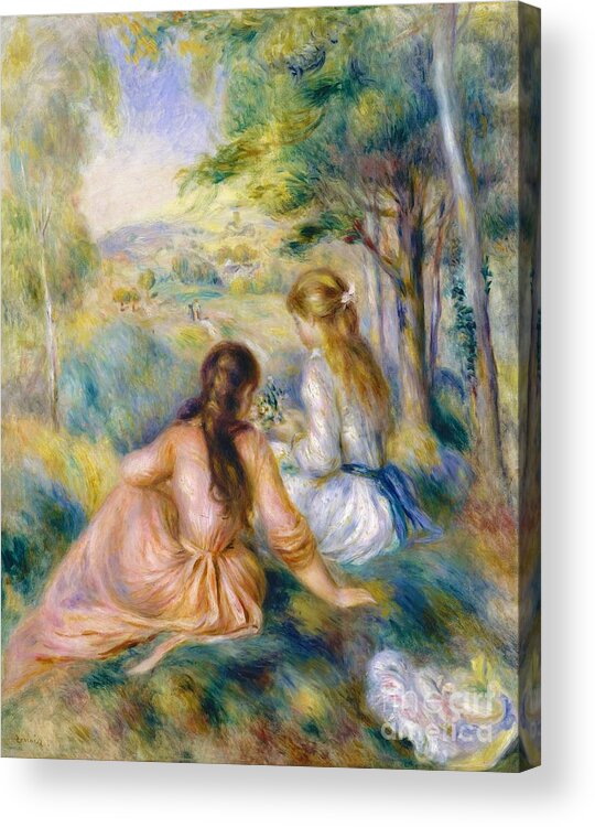 In The Meadow Acrylic Print featuring the painting In the Meadow #4 by Pierre-Auguste Renoir