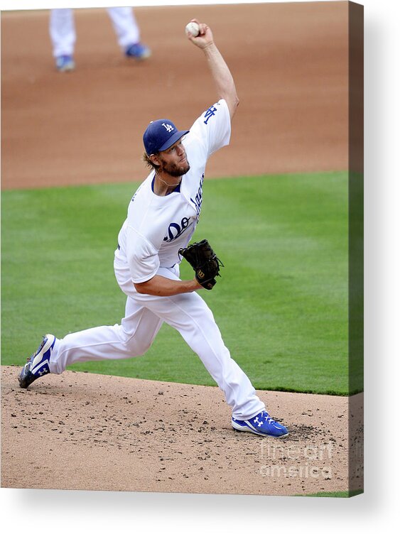 People Acrylic Print featuring the photograph Clayton Kershaw by Kevork Djansezian