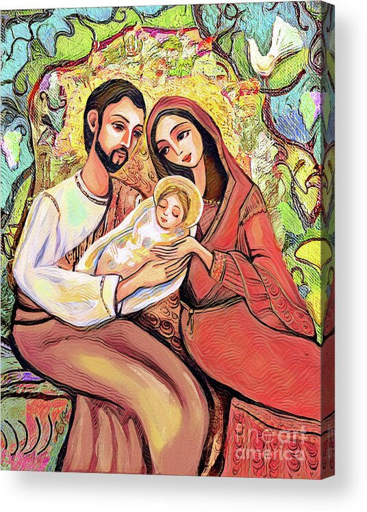 Holy Family Acrylic Print featuring the painting A Child is Born by Eva Campbell
