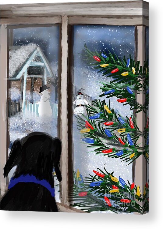 Dogs Acrylic Print featuring the digital art A Dogs Christmas Wonderland by Doug Gist