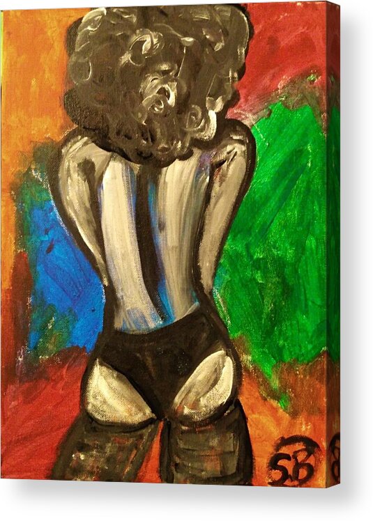 Art Color Fun Black Woman Black Woman Art Fun Life Energy Body Color Love African American American Black Artist Acrylic Print featuring the painting A Vibe by Shemika Bussey