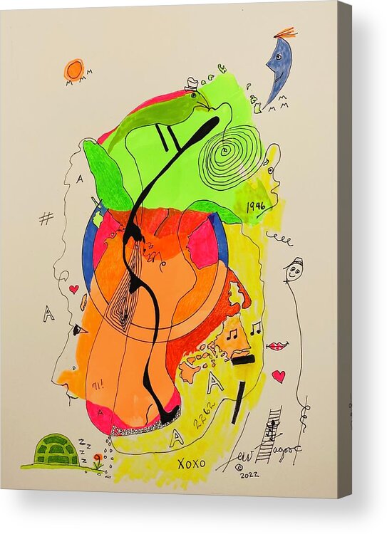  Acrylic Print featuring the mixed media A2262A xoxo by Lew Hagood
