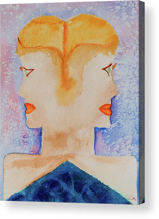Whimsical Acrylic Print featuring the painting About Face by Dee Browning