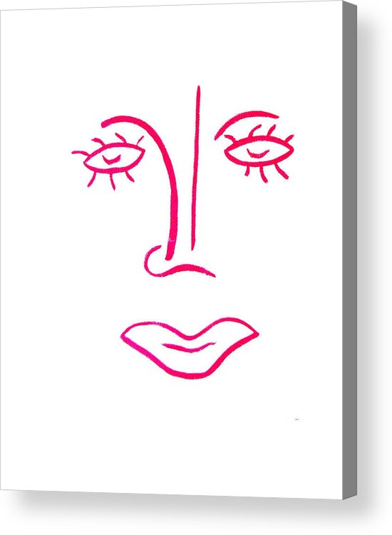 Abstract Acrylic Print featuring the painting Abstract Pink Lady Face by Famous Artist by Sollog Artist