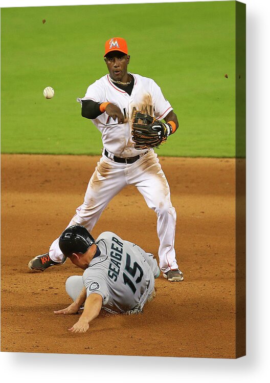 Double Play Acrylic Print featuring the photograph Adeiny Hechavarria and Kyle Seager by Mike Ehrmann