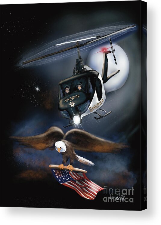 Law Enforcement Acrylic Print featuring the digital art Airborne Sheriff by Doug Gist