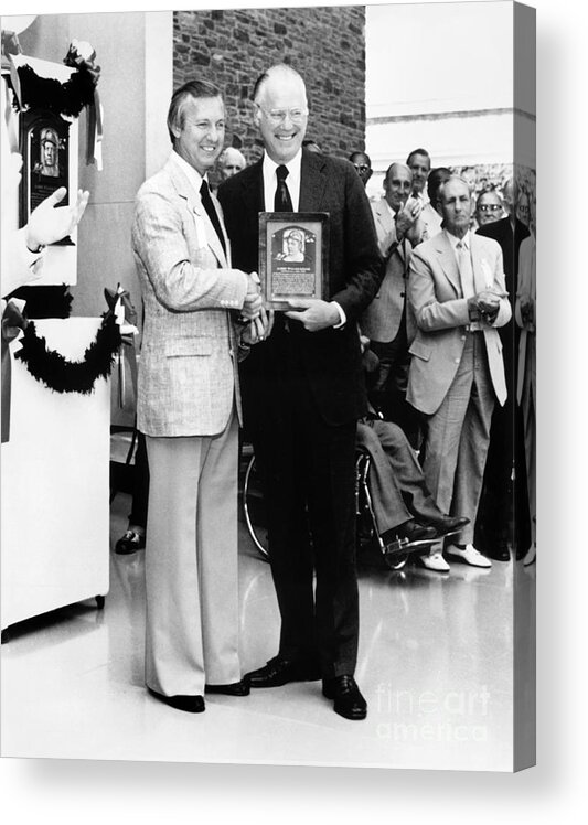 1980-1989 Acrylic Print featuring the photograph Al Kaline and Bowie Kuhn by National Baseball Hall Of Fame Library