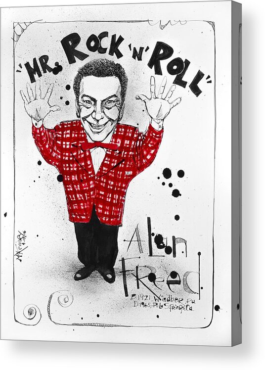  Acrylic Print featuring the drawing Alan Freed by Phil Mckenney