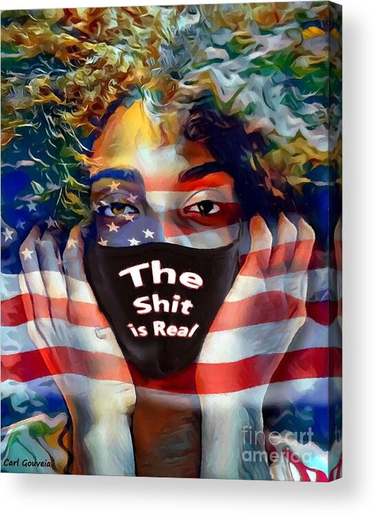 American Woman Acrylic Print featuring the mixed media American 2020 by Carl Gouveia