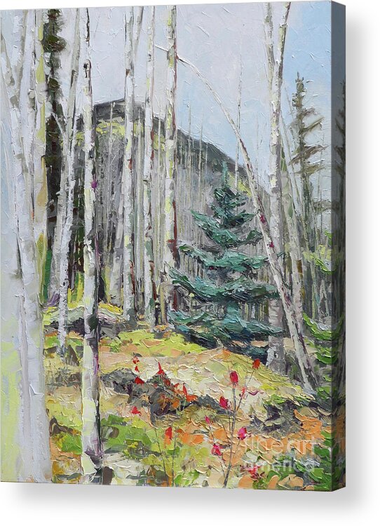 Aspen Acrylic Print featuring the painting Among the Aspen, 2018 by PJ Kirk