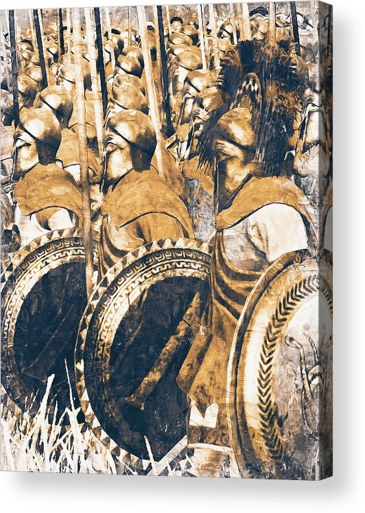 Greek Warrior Acrylic Print featuring the painting Ancient Greek Hoplite - 03 by AM FineArtPrints