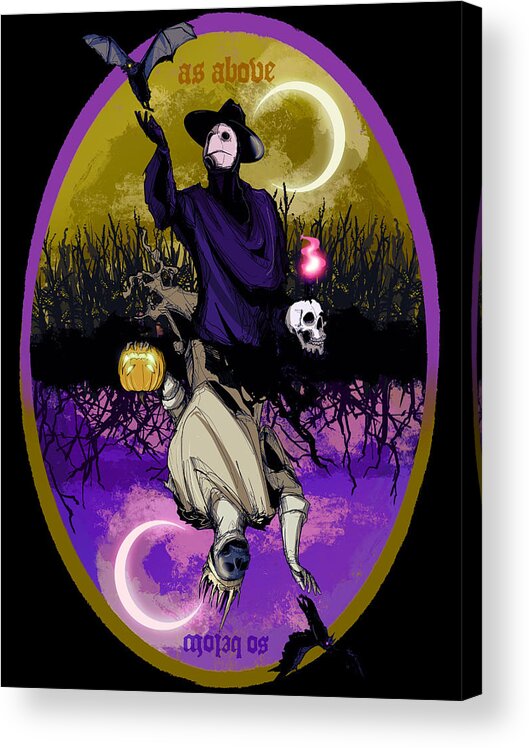 Halloween Acrylic Print featuring the drawing As Above So Below Halloween by Ludwig Van Bacon