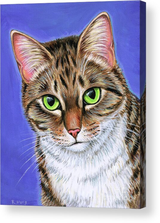 Cat Acrylic Print featuring the painting Aspen the Brown Tabby Cat by Rebecca Wang