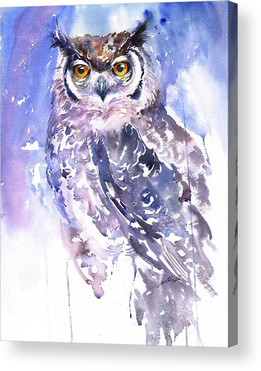 Owl Acrylic Print featuring the painting Astrid the owl by Arti Chauhan