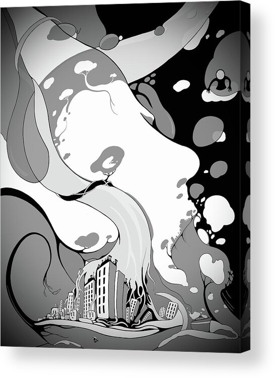 Black And White Acrylic Print featuring the digital art Atrophy Of Consciousness BW by Craig Tilley