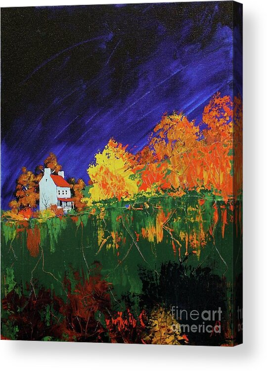 Landscape Acrylic Print featuring the painting Autumn FArmhouse by William Renzulli