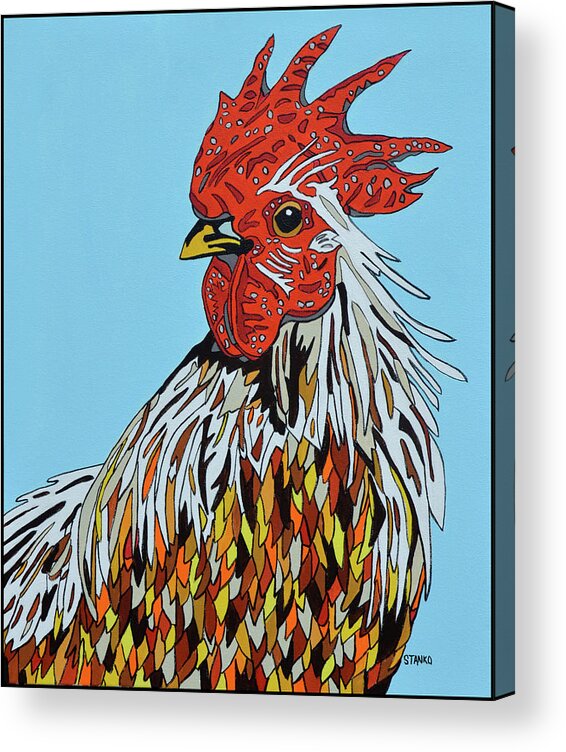Rooster Chickens Farm Animals Birds Acrylic Print featuring the painting Autumnus by Mike Stanko