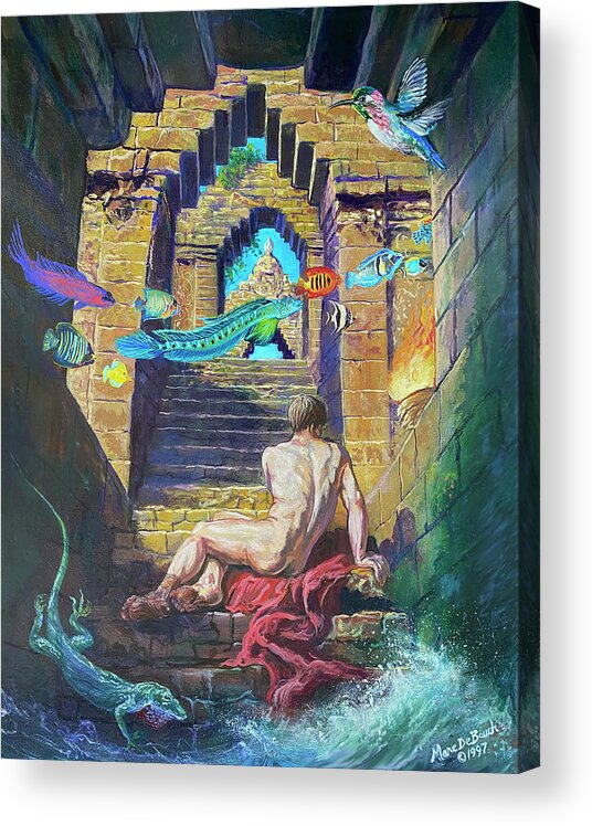Borobudur Acrylic Print featuring the painting Awakening at Borobudor by Marc DeBauch