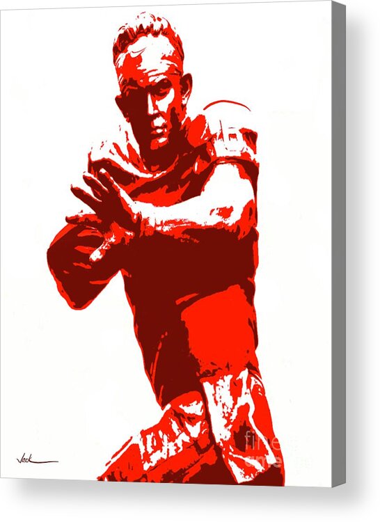Baker Mayfield Acrylic Print featuring the painting Baker Mayfield Statue by Jack Bunds