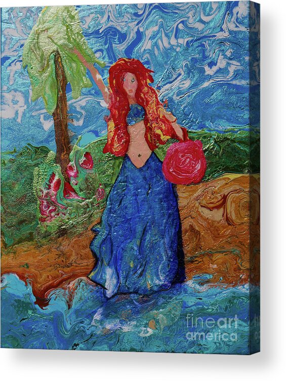 Beach Acrylic Print featuring the painting Beach Girl by Tessa Evette