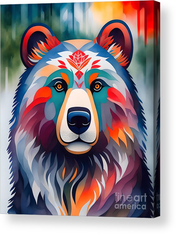 Abstract Acrylic Print featuring the digital art Bear In The Forest - 10SD by Philip Preston