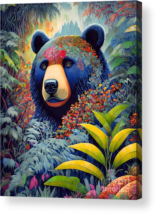 Abstract Acrylic Print featuring the digital art Bear In The Forest - 6SD by Philip Preston