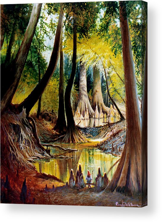 Beaver Dam Acrylic Print featuring the painting Beaver Dam on Village Creek by Randy Welborn