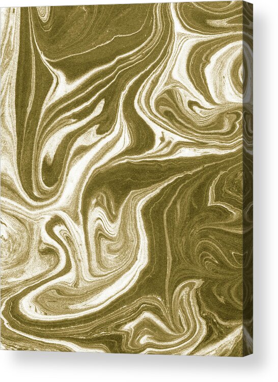 Beige Acrylic Print featuring the painting Beige Brown Agate And Marble Watercolor Stone Collection VI by Irina Sztukowski