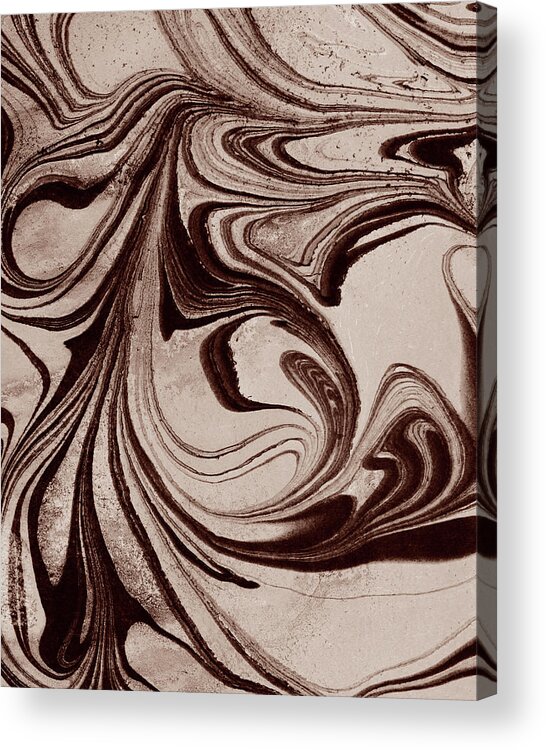 Beige Acrylic Print featuring the painting Beige Brown Agate And Marble Watercolor Stone Collection VIII by Irina Sztukowski