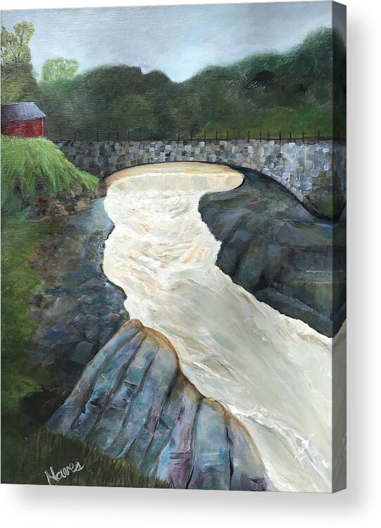 Stream Acrylic Print featuring the painting Bellows Falls VT by Deborah Naves